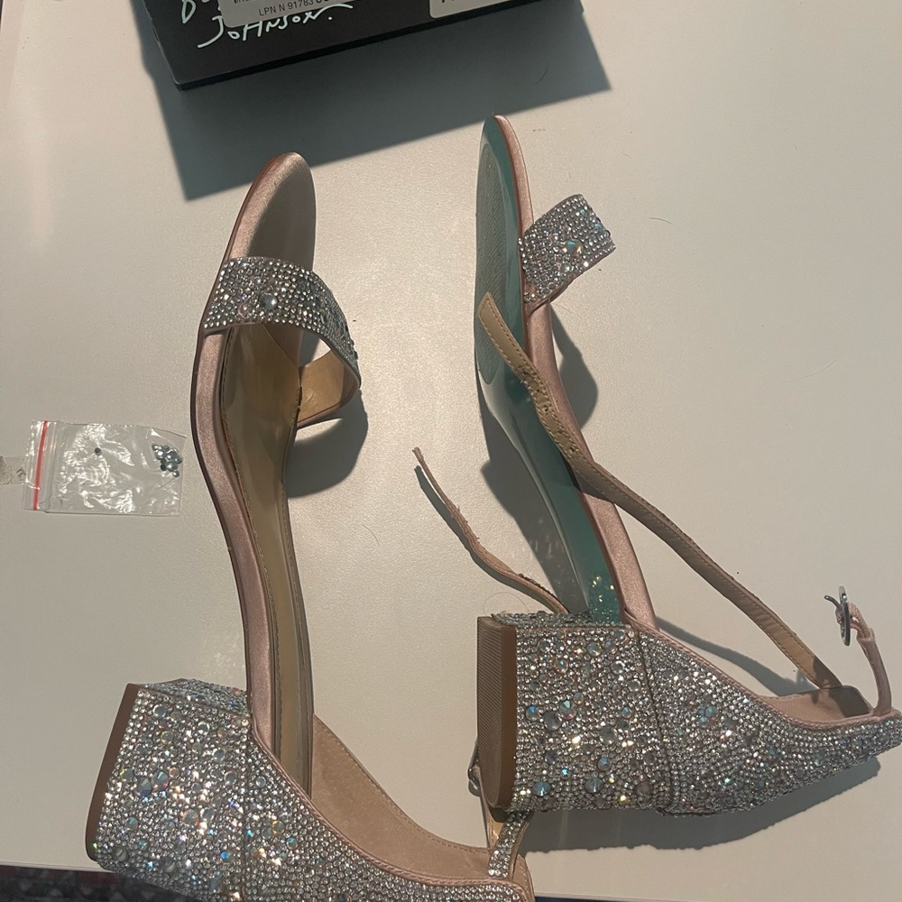 COPY - SB MARI rhinestone sandals size 11 champagne blue by Betsey Johnson